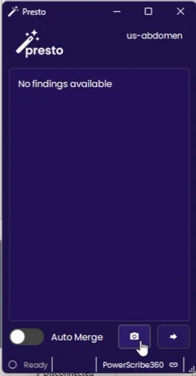 Presto widget showing the OCR camera button in the bottom bar